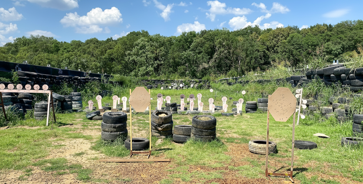 Outdoor shooting range with targets for firearms training
